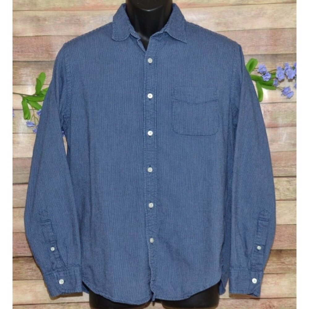 J. Crew Cotton Blue Striped Classic Button Down Shirt Size M Career Casual